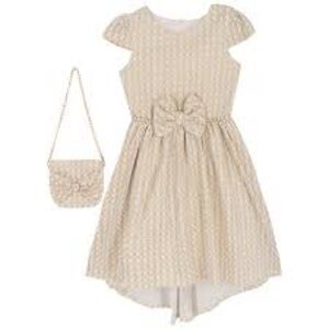 Rare Editions Elegant Cream Girls' Party Dress with Bow size 16
